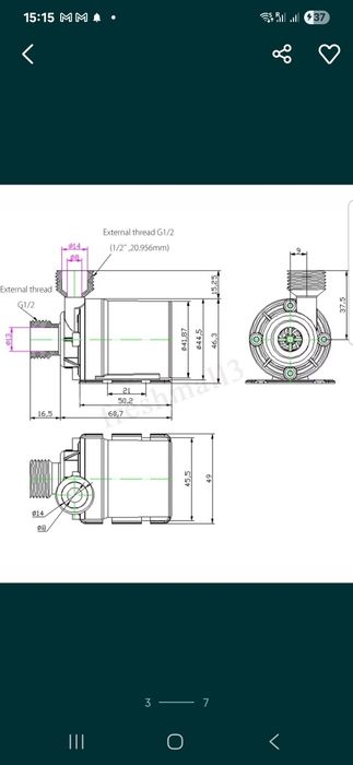 Bomba de agua 12v de rosca e veio de ceramica