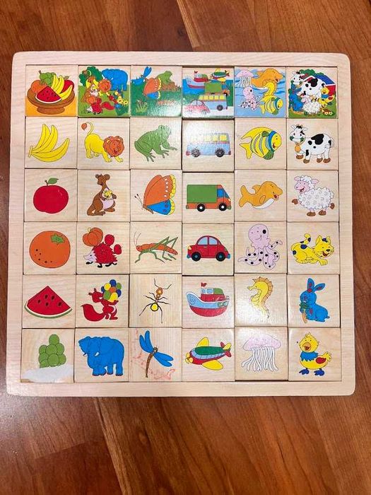 Vários Puzzles em madeira - Animais, transportes, Números