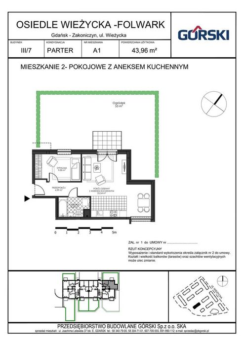 2-pokojowe mieszkanie 44 m² Bez Pośredników - Widok 2