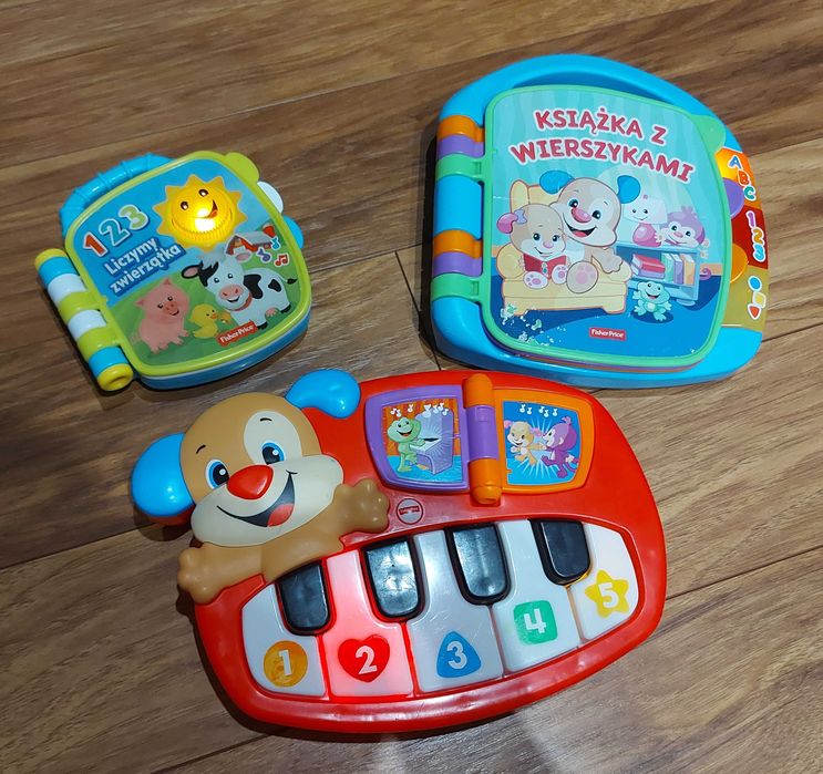 Zestaw zabawek FISHER PRICE pianinko, książeczki