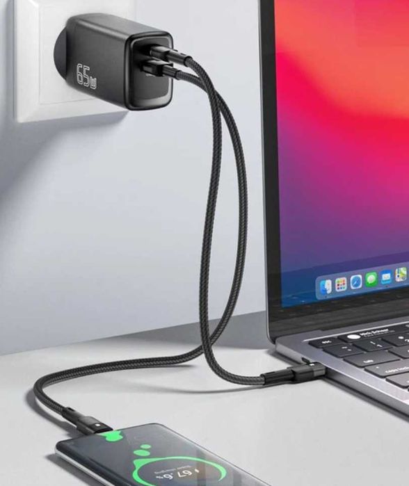 Мережевий зарядний пристрій Toocki 65W GaN USB+Type C