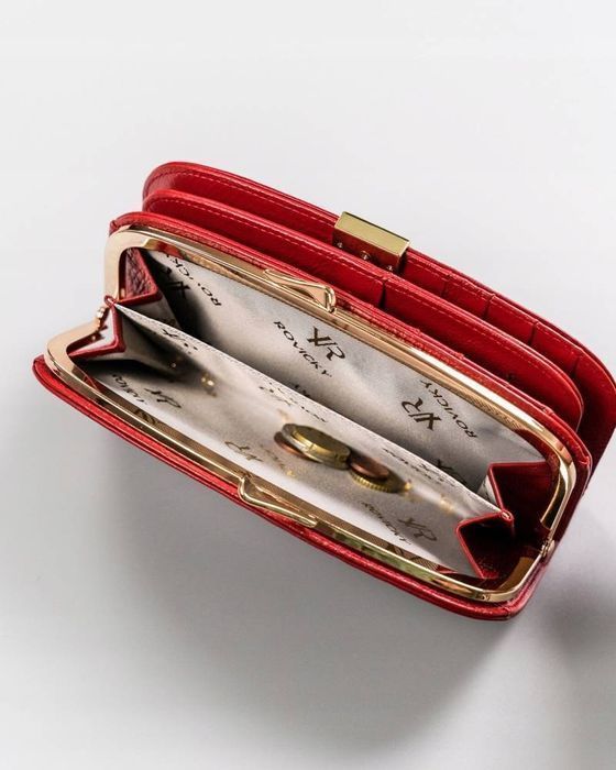 elegancki skórzany portfel damski na zatrzask - rovicky