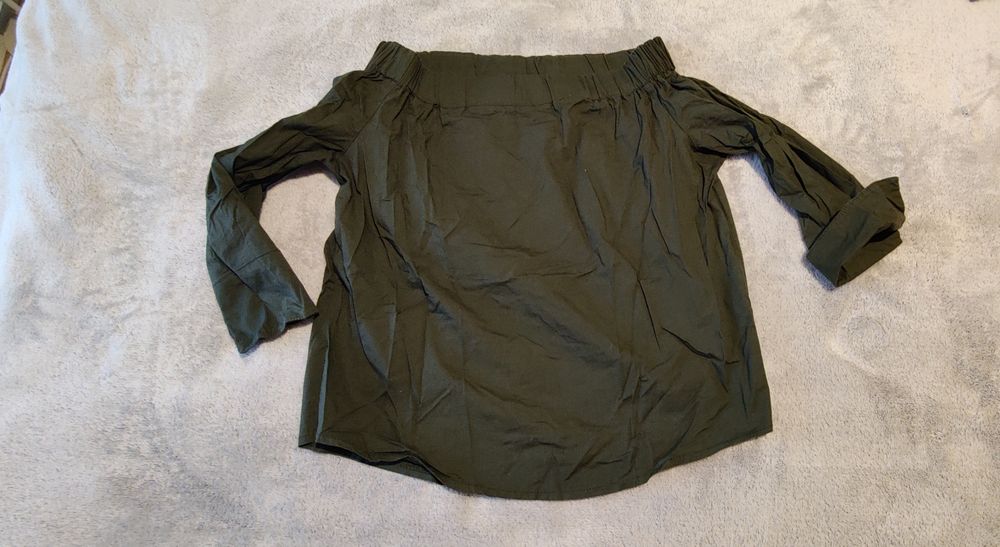 Luźniejsza bluzka dobra na ciążowy brzuszek, kolor khaki-S,M