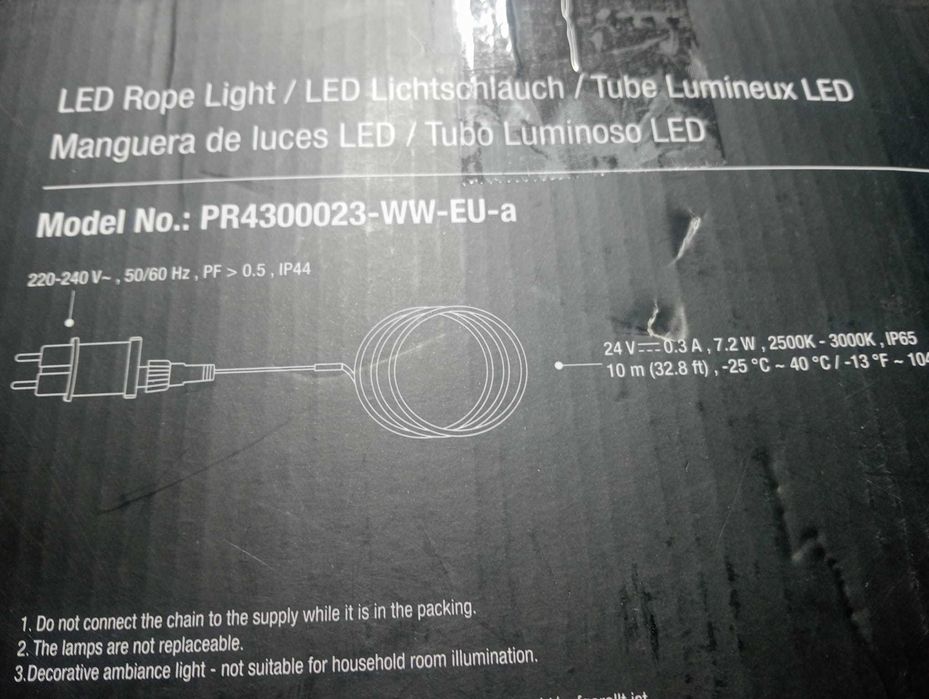 Kit Mangueira LED Lepro 10m – C/ Fonte de Alimentação – Branco Quente