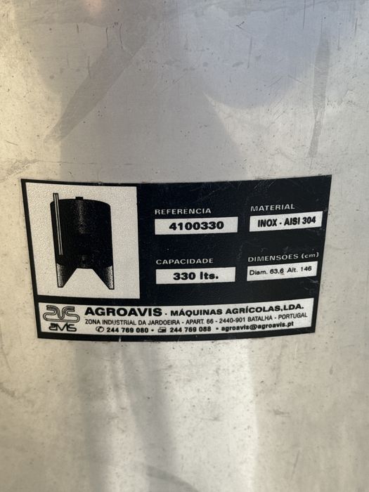 Deposito vinho inox 330 litros