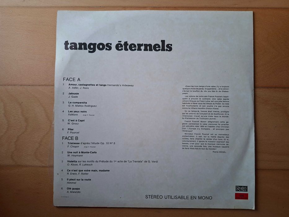 Álbum de vinil Vintage Franck Pourcel - Tangos Éternels - 1974