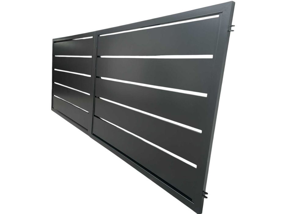 Brama wjazdowa 4x1,5m + furtka 1x1,5m ocynk+RAL PROFIL 250 sztachety ...