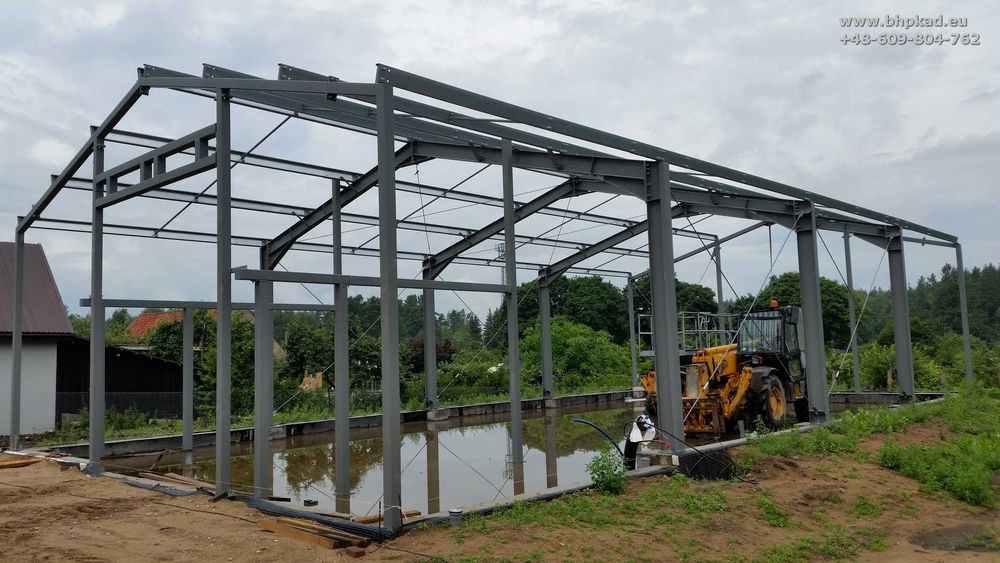 Konstrukcje stalowe. 10x20x4,2m. BHP KAD. Producent. Bartoszyce.