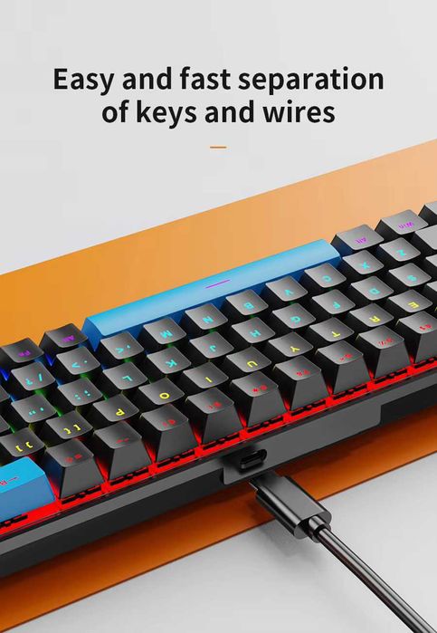 Механічна клавіатура ігрова [ Skylion K68 ] 10-режимів RGB-підсвітки | 68 клавіш | сині світчі / blue switches |