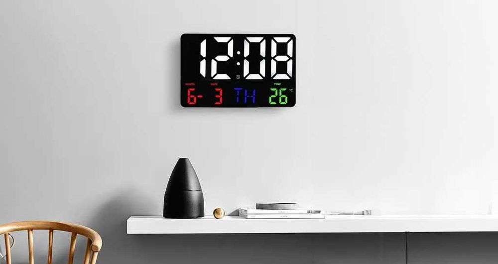 Zegar Cyfrowy Ścienny Biurkowy LCD Data Temperatura Alarm Budzik 24H