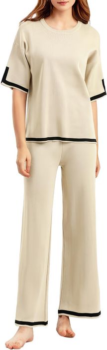 Komplet damski 2-częściowy - luźny, wygodny - One Size beż