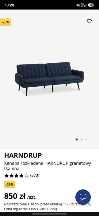 Kanapa rozkładana HARNDRUP granatowy tkanina