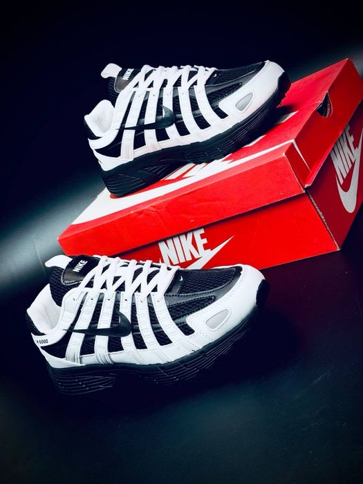 Черно белые мужские кросовки Летние красовки Найки лето Nike P 6000 натуральная кожа Продуваемая сетка Кросовки Nike P-6000