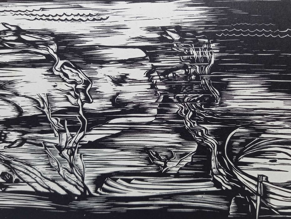 Ryszard Stryjec, linoryt "Topielica", 1968