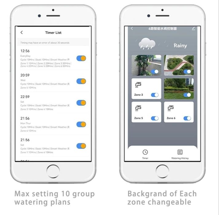 Sistema de rega automático com 6 sectores controlo no telemóvel.