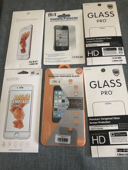 Peliculas de vidro para Iphone 4 e outros novas
