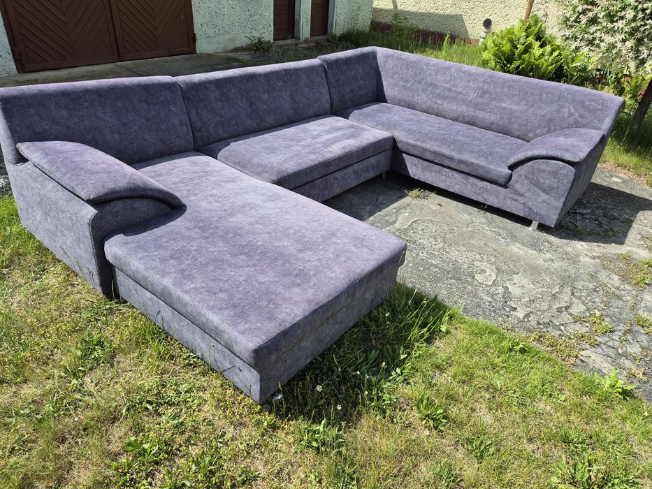 Kanapa sofa duża szara  z funkcją spania narożnik