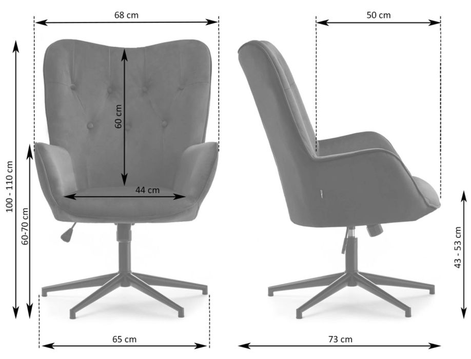 Fotel obrotowy welur turkusowy