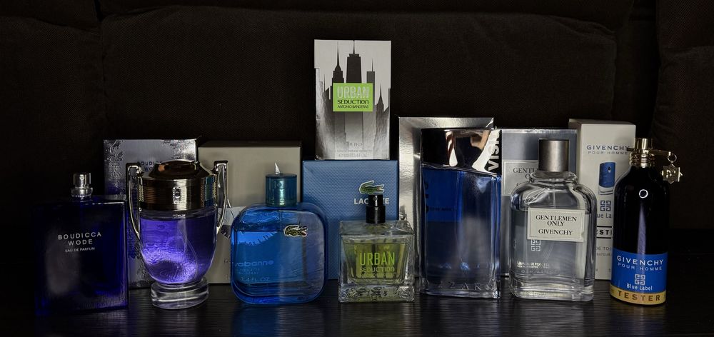 Набір з 7 парфумів Lacoste, Paco Rabanne, Banderas, Azzaro, Givenchy