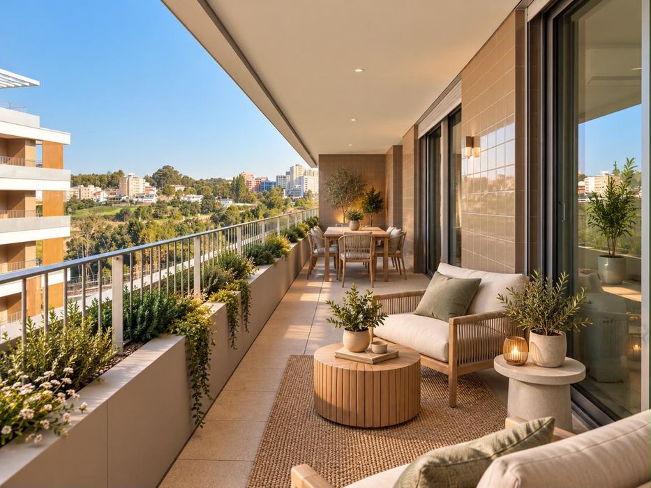 T1 novo com varanda, piscina e garagem | Maia, Porto