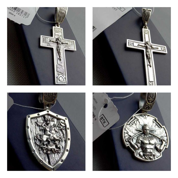 Срібний підвісок Козак Характерник з шаблями срібло 925 кулон підвіс