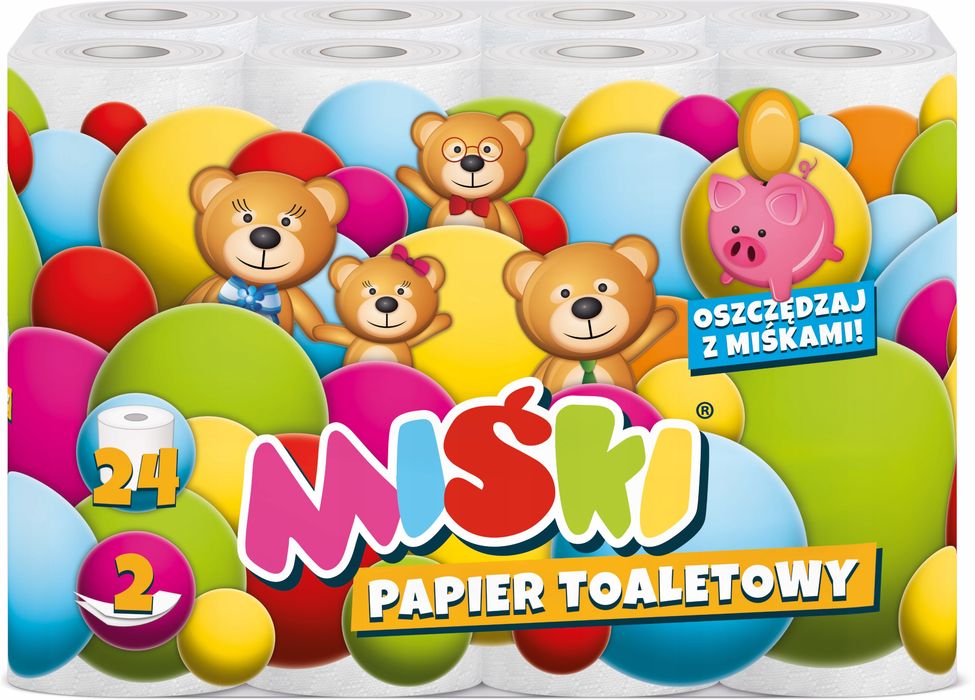 Papier toaletowy 24r miśki 2w mix - 48 rolek