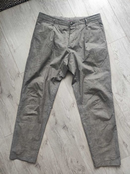 Tommy Hilfiger M szara kratka spodnie chinosy lub garniturowe