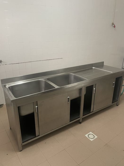 Bancada aço inoxidável - Pia dupla industrial
