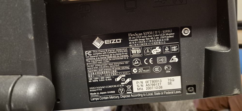 Monitor eizo FlexScan S1931 19 cali do fotografii oborotowy