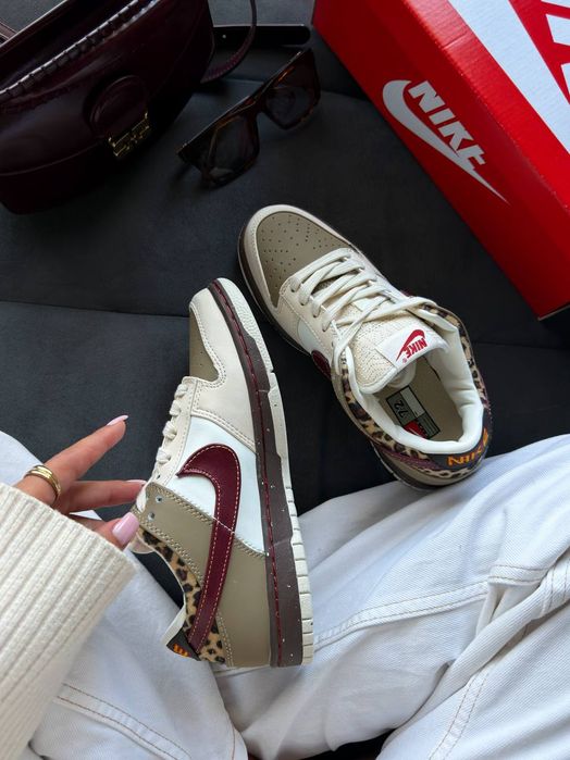Кросівки Nike Dunk Low khaki leopard premium | Кроссовки Найк жіночі