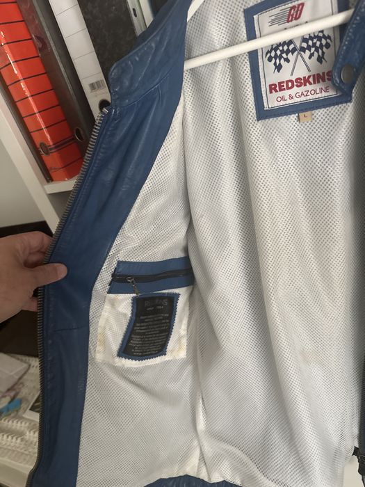 Blusao da Redskins pele verdadeira tamanho. L azul