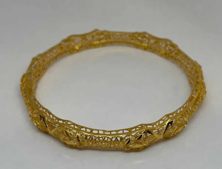 Śliczna złota bransoletka / KOŁO / 10,24g p585 22cm /STERNA złoto