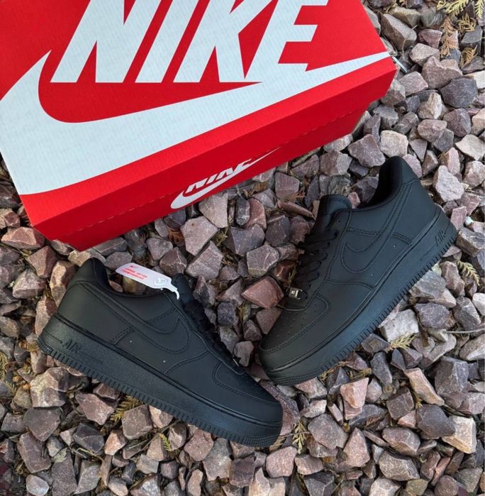 Nike black air force, чорні найки форси, nike