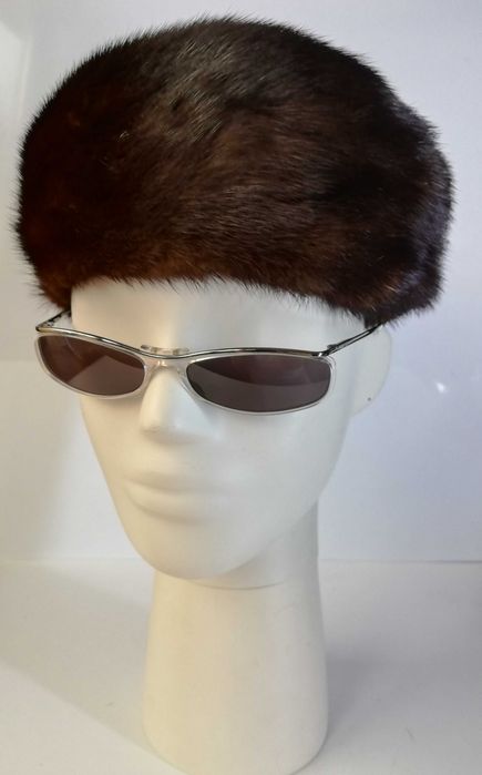 Beret norka futro naturalne