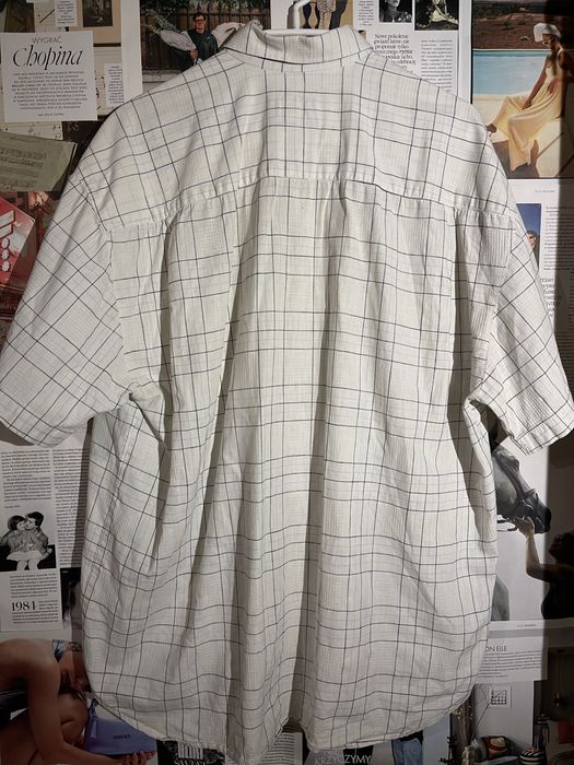 Biała koszula w kratę wólczanka exclusive vintage