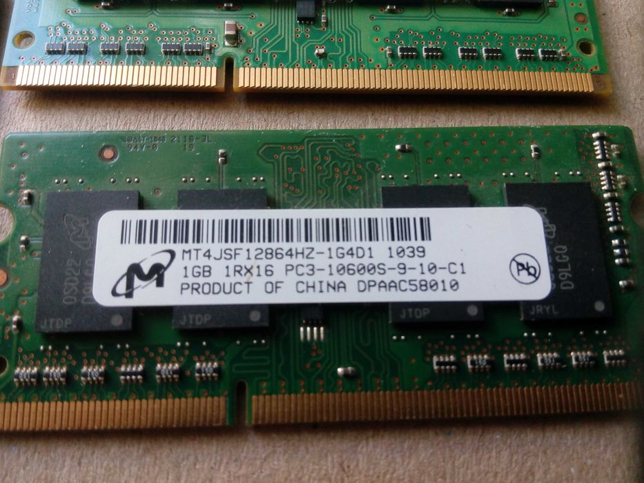 DDR3 2GB 1.5V 1Rx8 / 2Rx8 800mHz SO-DIMM, Samsung, ADATA Micron- 1GB