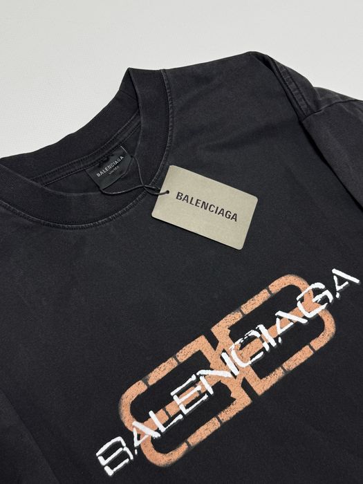 Лонгслів Balenciaga Logo M L Washed Black ERD Vetements