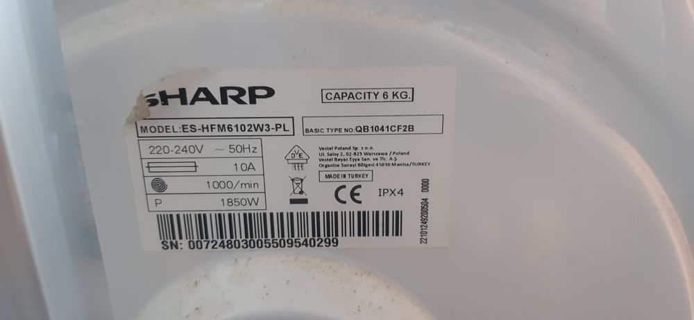 Pralka Sharp 6kg slim
