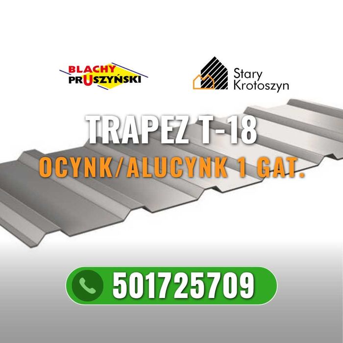 Blacha trapezowa T-18 BLACHY PRUSZYŃSKI I gat. aluzynk/ocynk