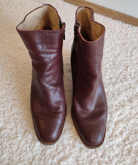 Skórzane botki damskie Harrah, bordowe, rozmiar 40,5