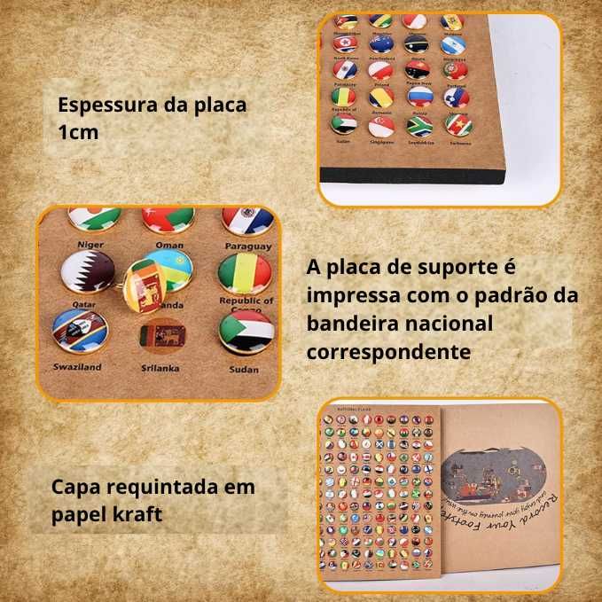 Pins: com bandeiras nacionais, pins decorativos para mapa mundo
