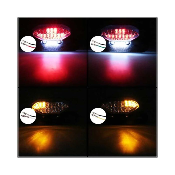 Luz traseira LED integrada para moto - Stop, travão e piscas