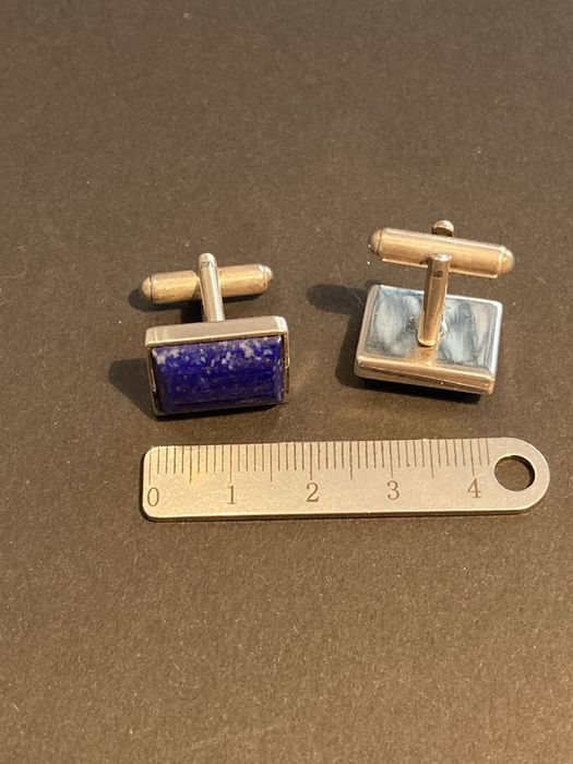 Srebrne spinki do mankietów z lapis lazuli