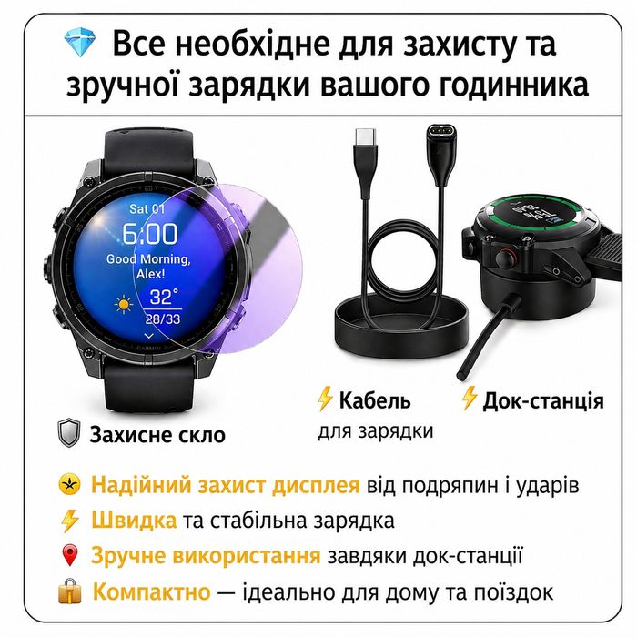 Перехідник -адаптер Туре-С, кабель зарядки для годинника Garmin.