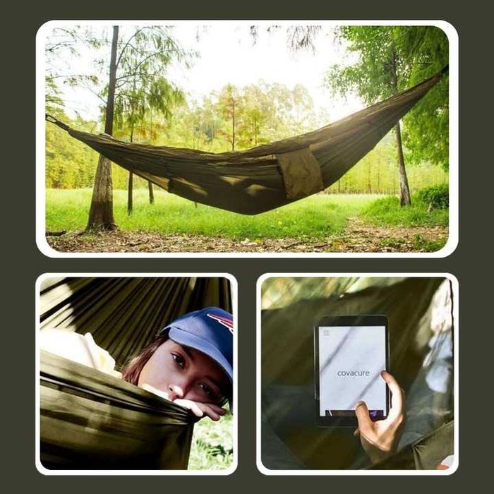 Nowy hamak ogrodowy dwuosobowy turystyczny z moskitierą 260x140