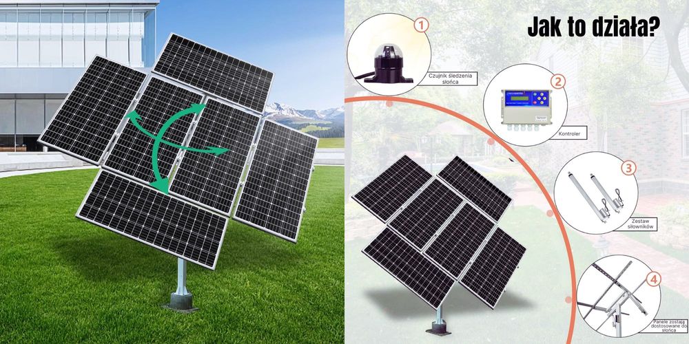 TRACKER Uchwyty Do paneli Fotowoltaicznych Solarnych ŚLEDZENIE SŁOŃCA