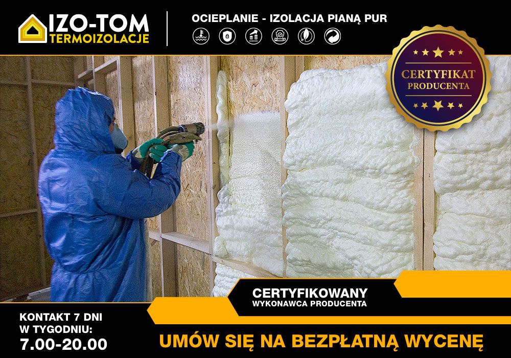 Ocieplenie Ocieplanie Izolacja pianą piana pianka PUR poddasza dachu