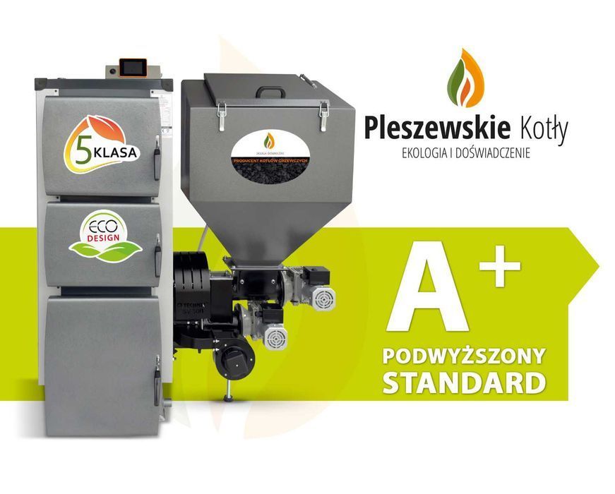 Pleszewski Kocioł Piec z Podajnikiem na Pellet 30kW 5 klasa Ekodesign, dostawa GRATIS, dotacja, montaż, lista ZUM