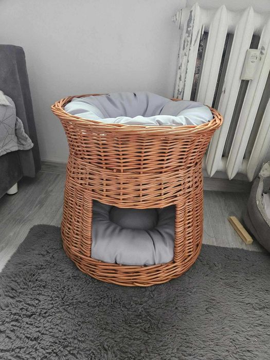 Wiklinowa budka dla kota domek psa legowisko 52 cm x 37 cm