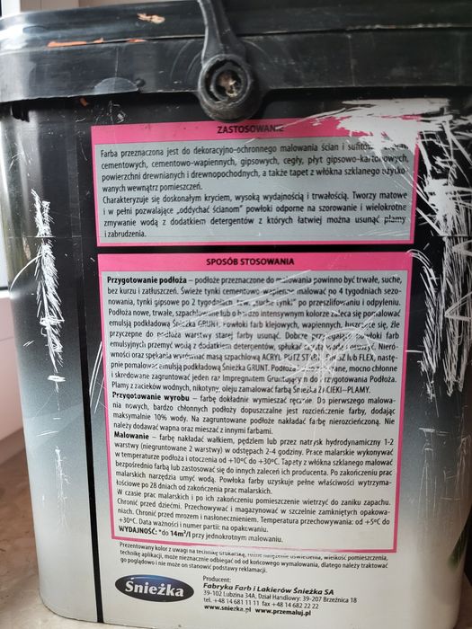 Farba lateksowa do wnętrz ok 4l